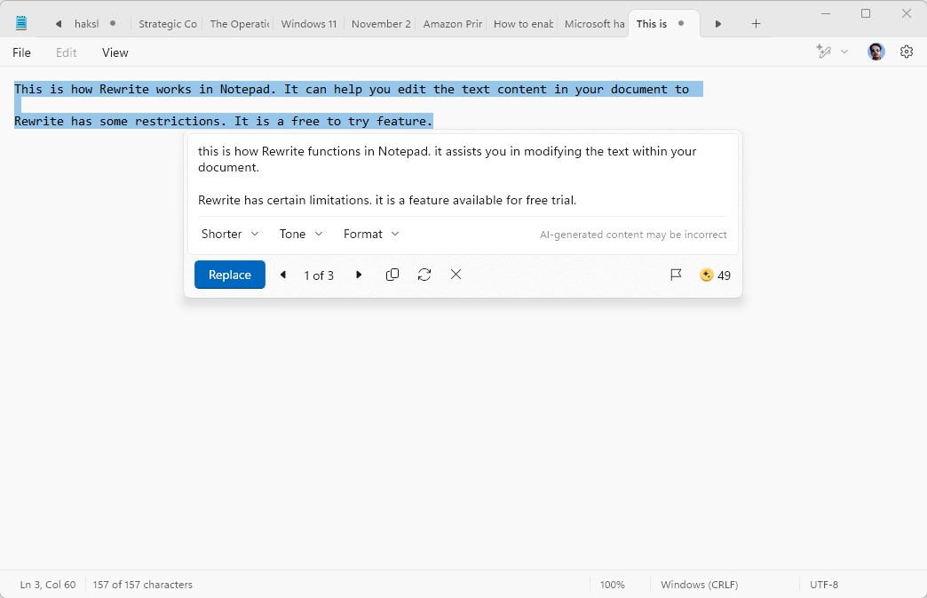 how rewrite works in Windows 11