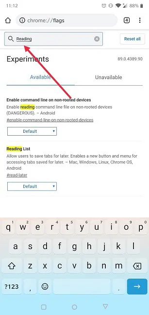 How To Add Read Later List Chrome Mobile Flags Search Bar
