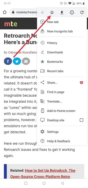 How To Add Read Later List Chrome Mobile Tap Star