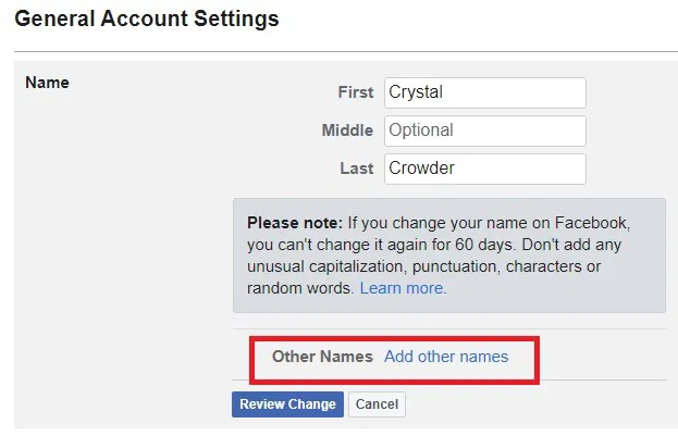 How To Change Your Name On Facebook Other Names How To Change Your Name On Facebook Other Names