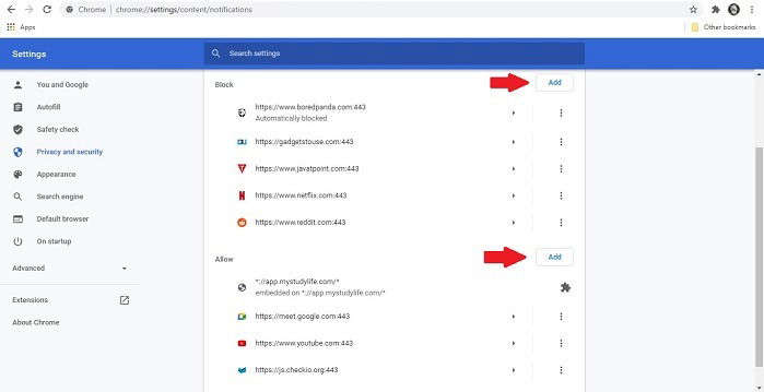 How To Stop Chrome Notifications Desktop Add Exceptions