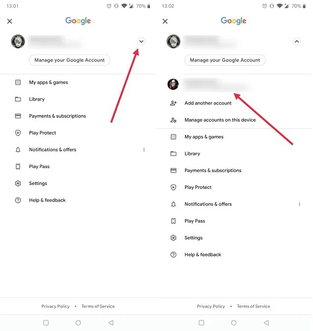 How To Switch Google Account Android Play Store Switch Other Account
