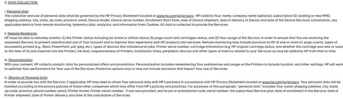 hp all-in-plan privacy policy