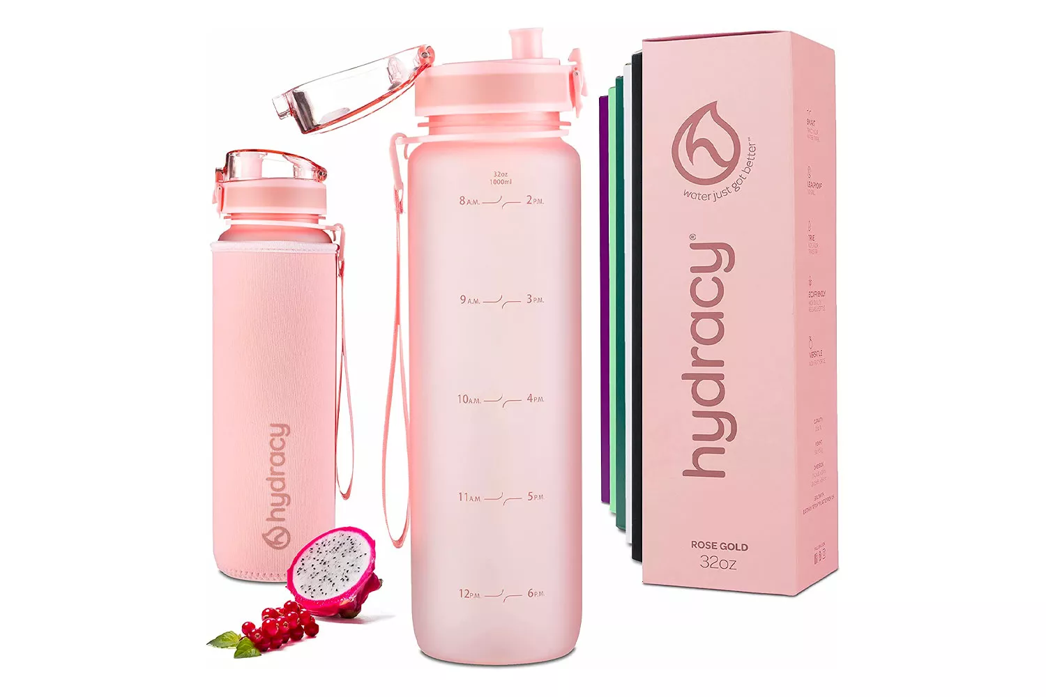 Hydracy Water Bottle with Time Marker -Large 32oz BPA Free Water Bottle &amp; No Sweat Sleeve -Leak Proof Gym Bottle with Fruit Infuser Strainer &amp; Times...