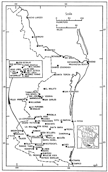 Fig. 4. Place names, in Tamaulipas, mentioned in text. Fig. 4. Place names, in Tamaulipas, mentioned in text.