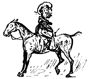 Man mounted backwards on a horse,