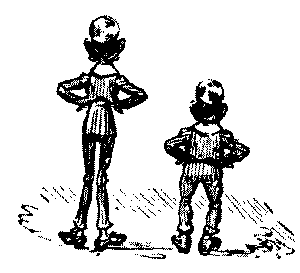 Back view of disparate boys.
