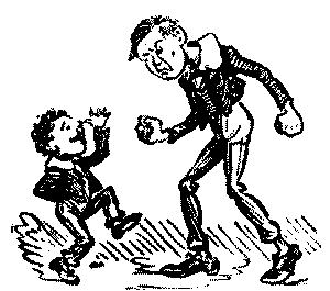 Boy threatening another.