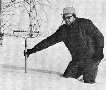Figure 4.—During the winter of 1968-69, the snow was unusually deep in the study area. (Photo courtesy of L. D. Frenzel.) Figure 4.—During the winter of 1968-69, the snow was unusually deep in the study area. (Photo courtesy of L. D. Frenzel.)