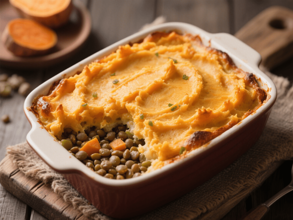 Vegan Lentil Shepherd’s Pie with Sweet Potato Mash