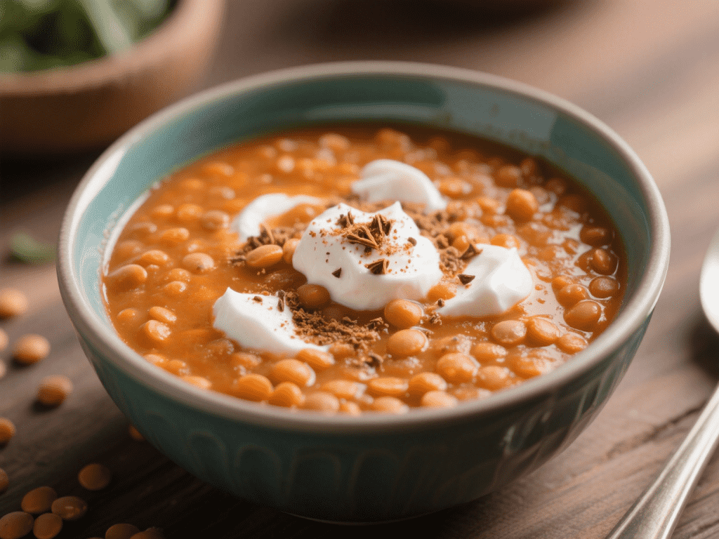 Spiced Lentil Soup with Carrots and Cumin Yogurt Drizzle