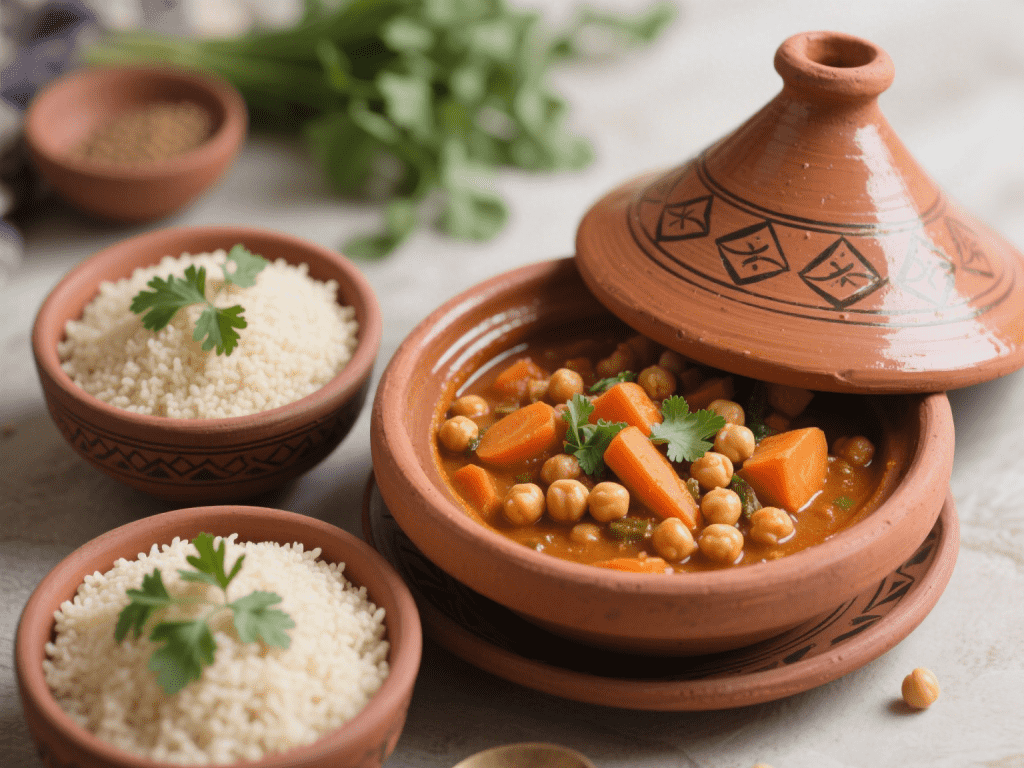 Moroccan Chickpea and Carrot Tagine with Couscous