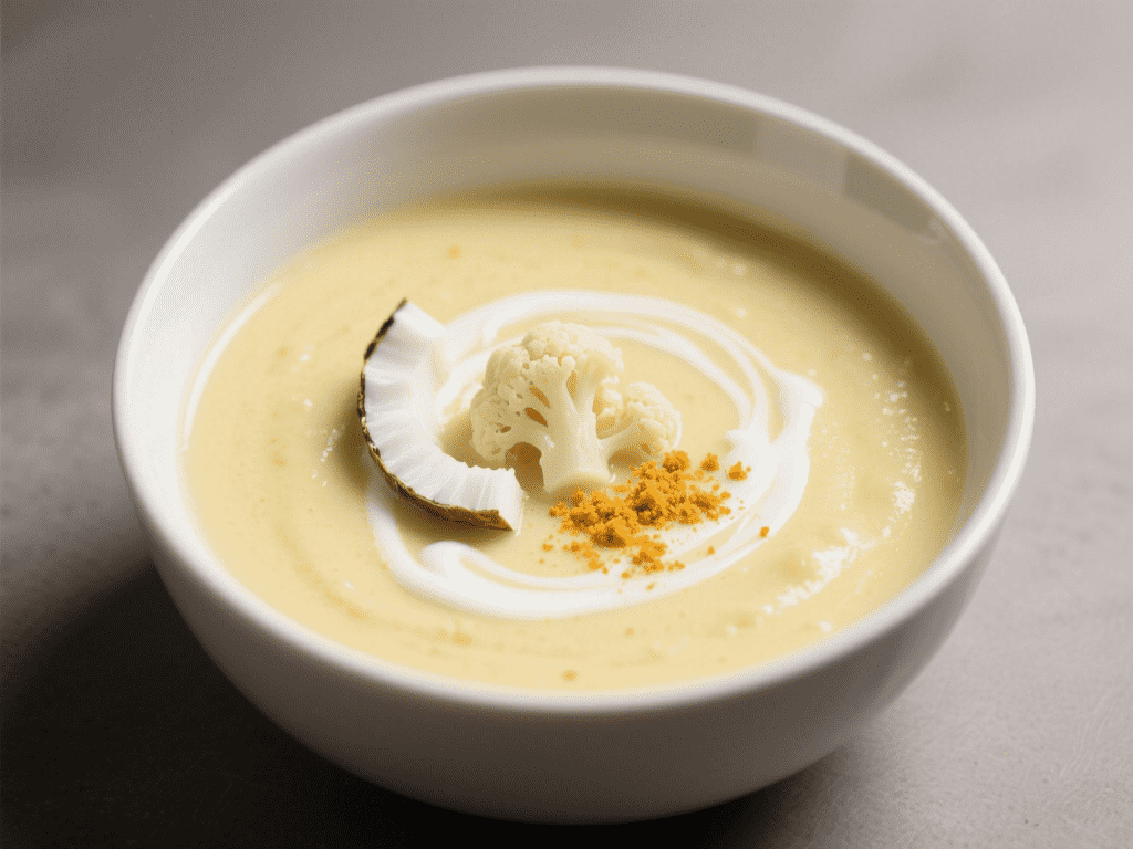 Creamy Coconut Curry Cauliflower Soup with Turmeric
