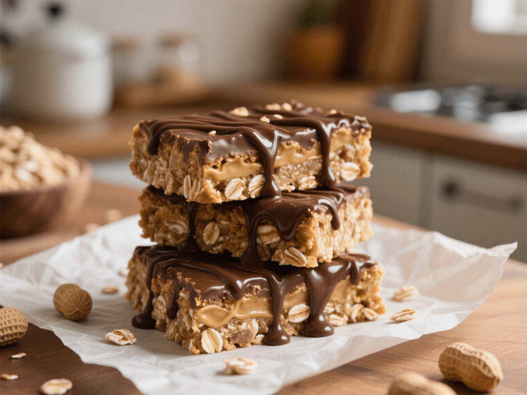 No-Bake Chocolate Peanut Butter Oat Bars