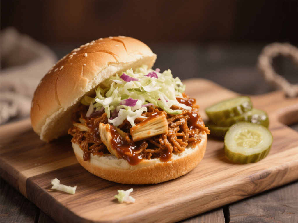 Vegan Jackfruit Pulled “Pork” Sandwiches with Tangy BBQ Sauce