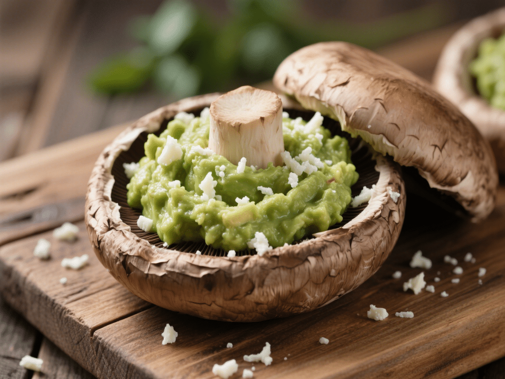 Guacamole-Stuffed Portobello Mushrooms with Cotija Crumble