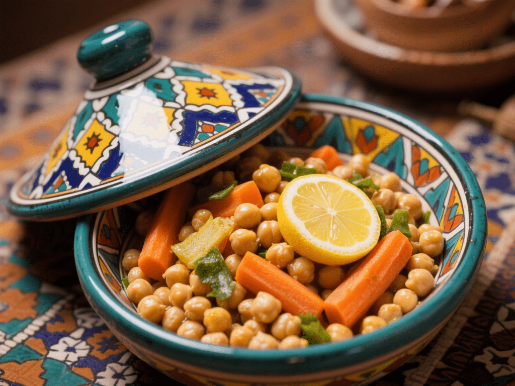 Moroccan Chickpea & Carrot Tagine with Preserved Lemon