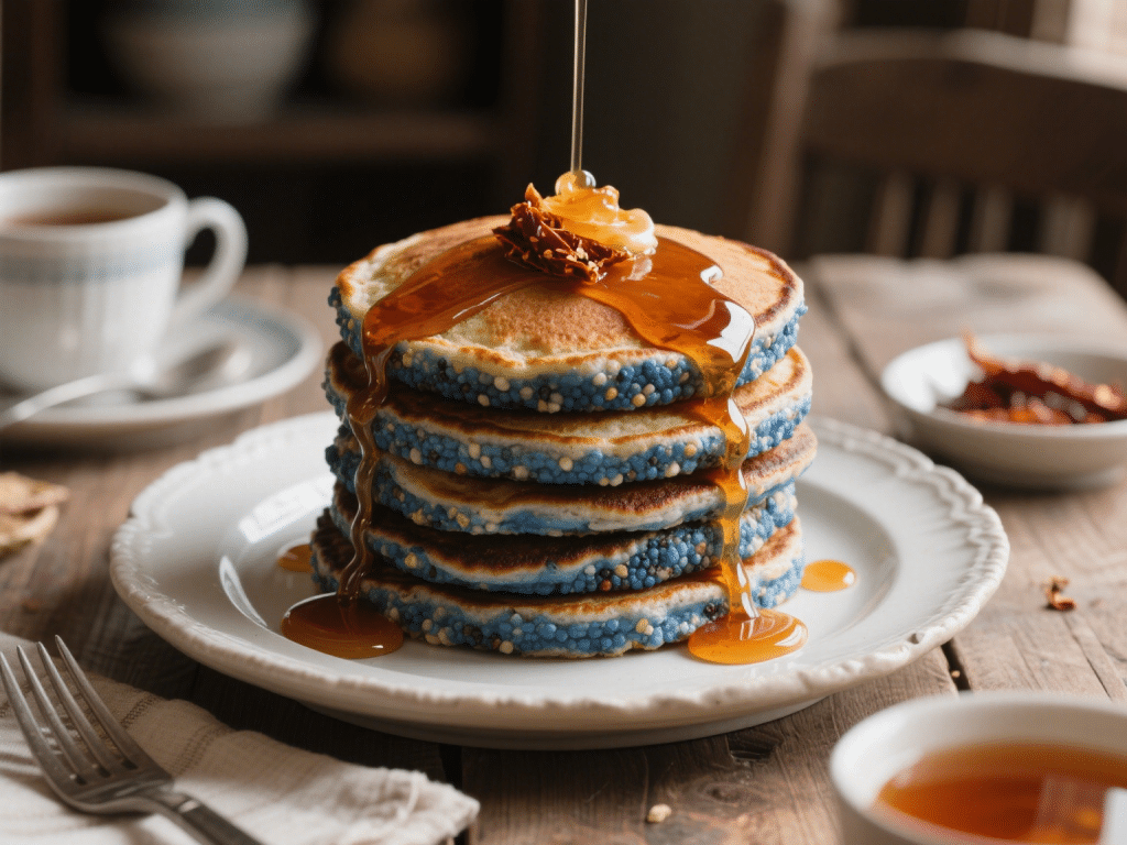 Blue Corn Pancakes with Chipotle Maple Syrup