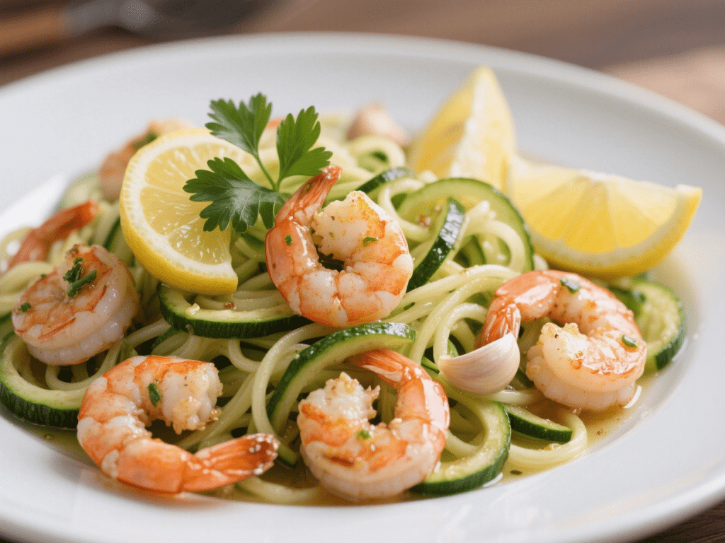 Creamy Lemon-Garlic Shrimp & Zucchini Noodles