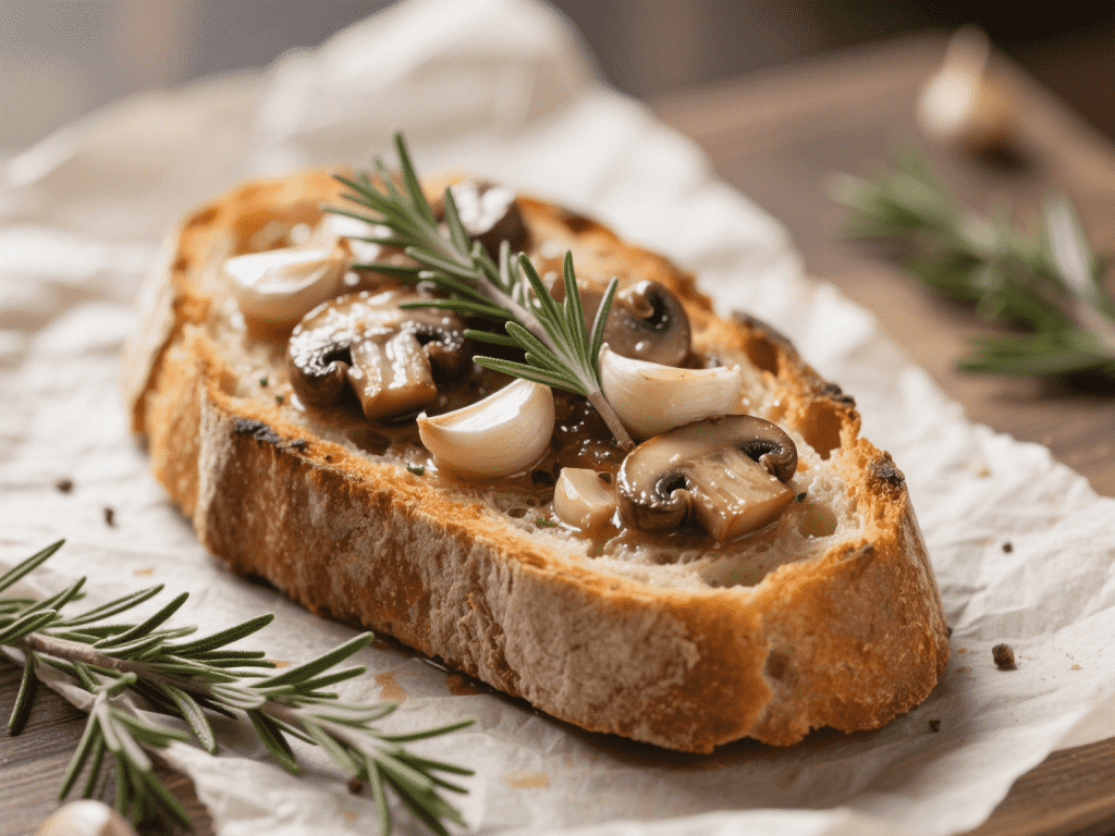 Sautéed Garlic & Rosemary Mushroom Toasts