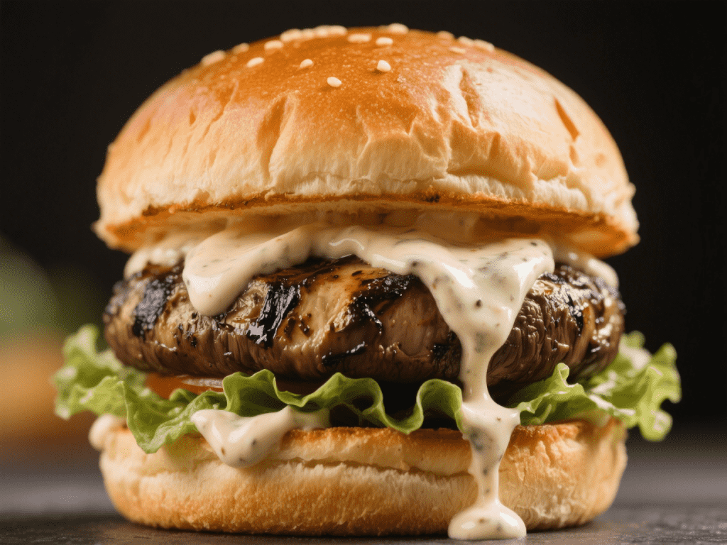 Grilled Portobello Burgers with Sun-Dried Tomato Aioli