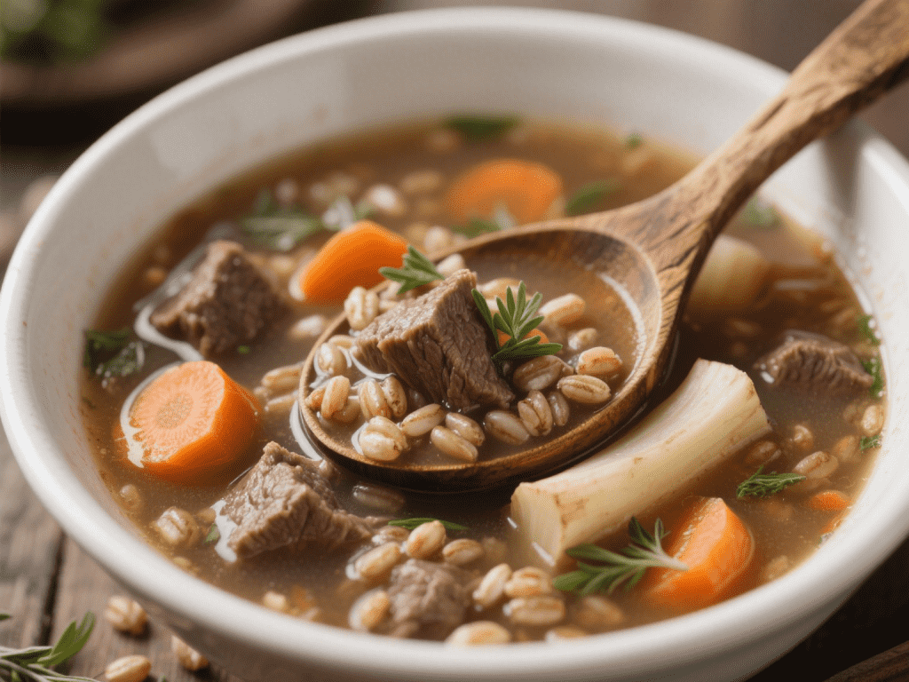Hearty Beef & Barley Soup with Root Veggies