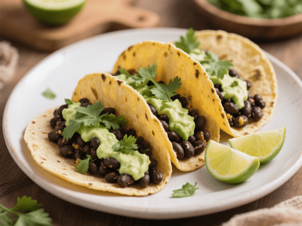 Smoky Chipotle Black Bean Tacos with Avocado Crema