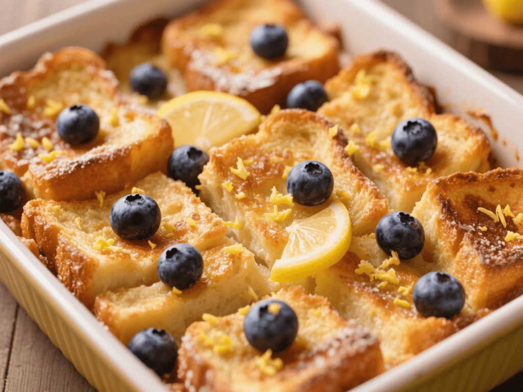 Lemon-Blueberry Overnight French Toast Casserole