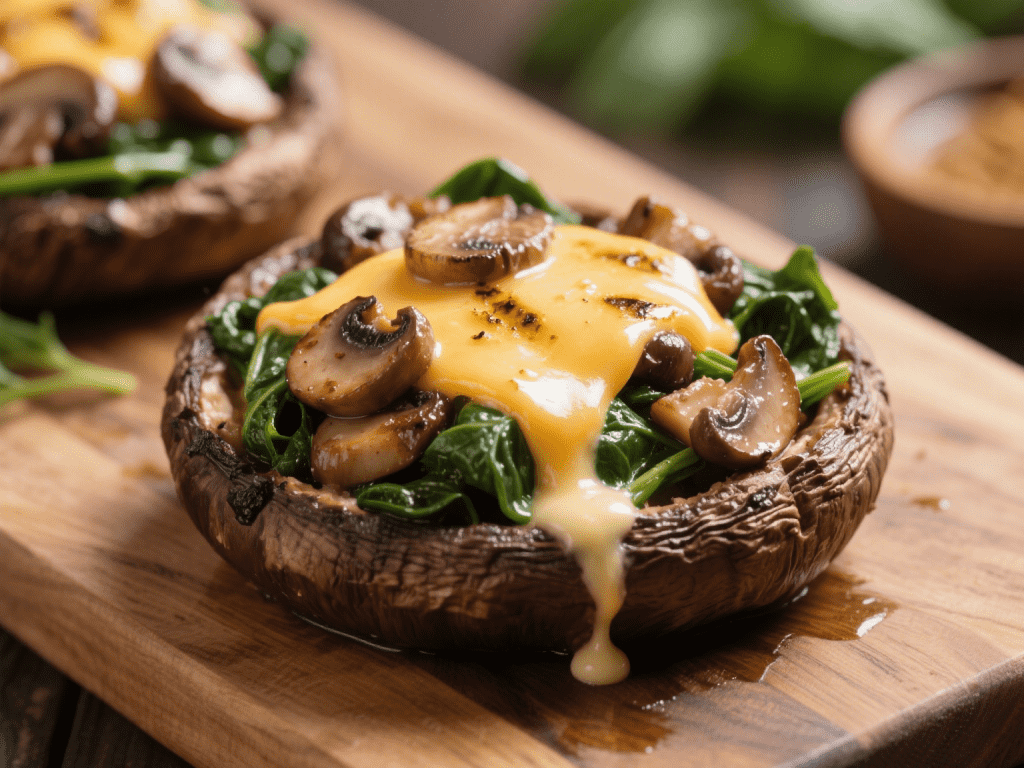 Mushroom and Spinach Stuffed Portobello Burgers