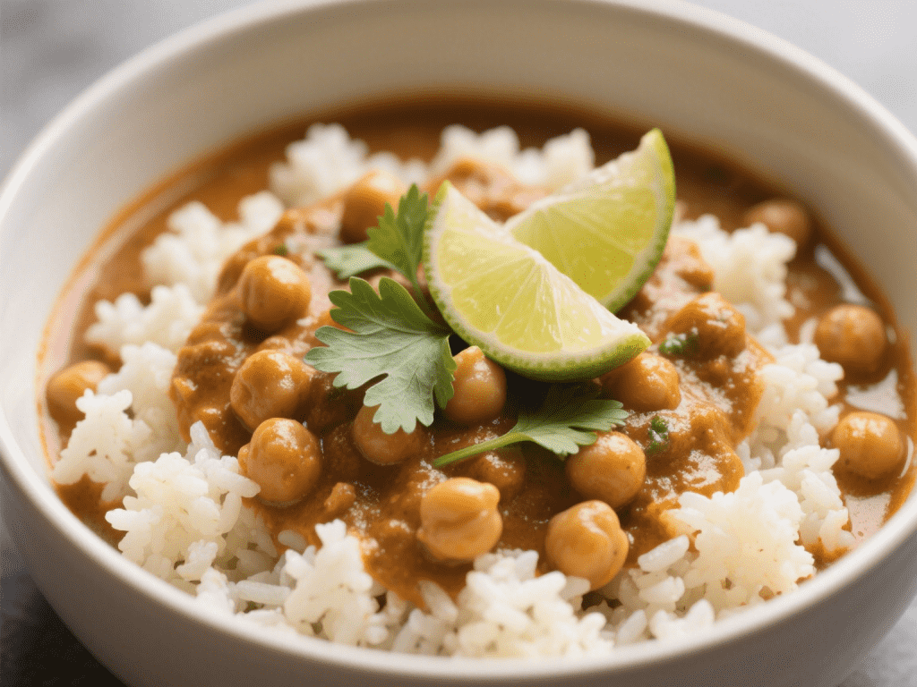 Vegan Coconut Chickpea Curry with Cauliflower Rice