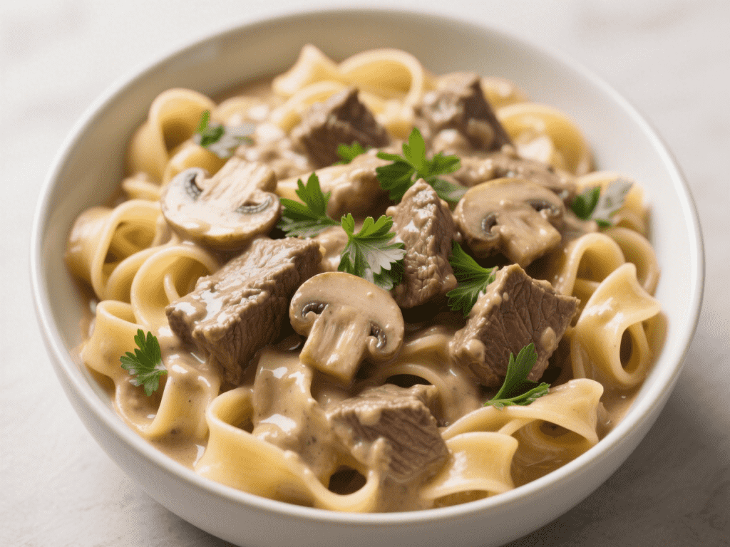 Classic Beef Stroganoff with Egg Noodles