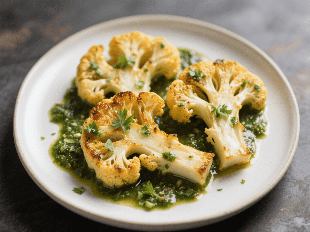 Roasted Cauliflower Steak with Chimichurri Sauce