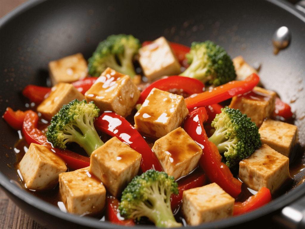 Teriyaki Tofu Stir-Fry with Broccoli and Bell Peppers