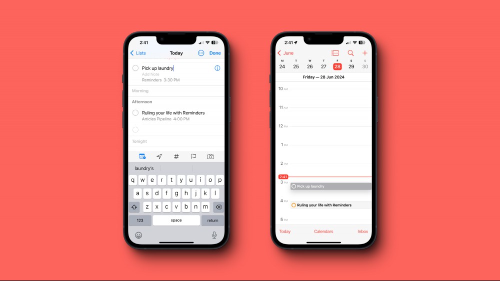 Reminders showing up in the Calendar app automatically.