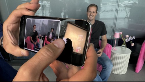 Google employees demonstrating Add Me on the Google Pixel9