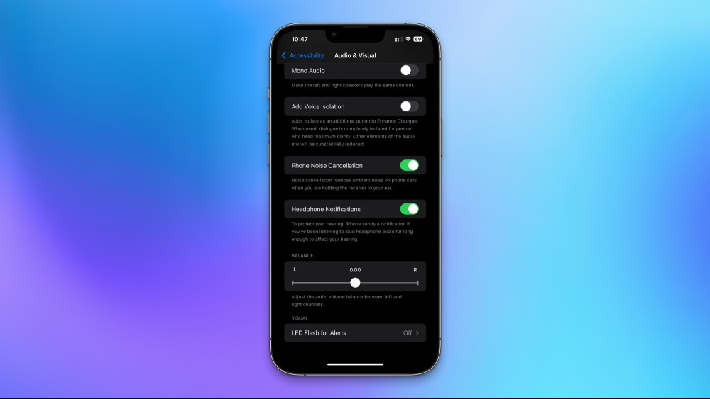 The settings page on an iPhone where you can find the Automatic Voice Isolation feature.
