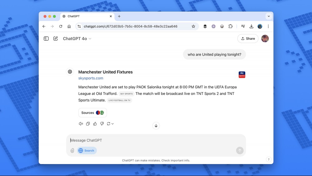 ChatGPT web search