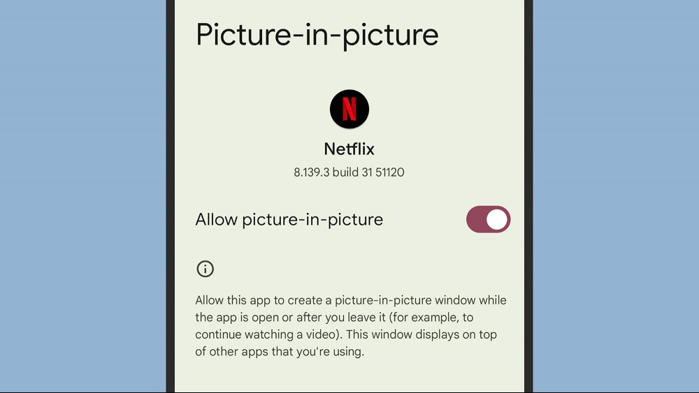 Android picture-in-picture settings