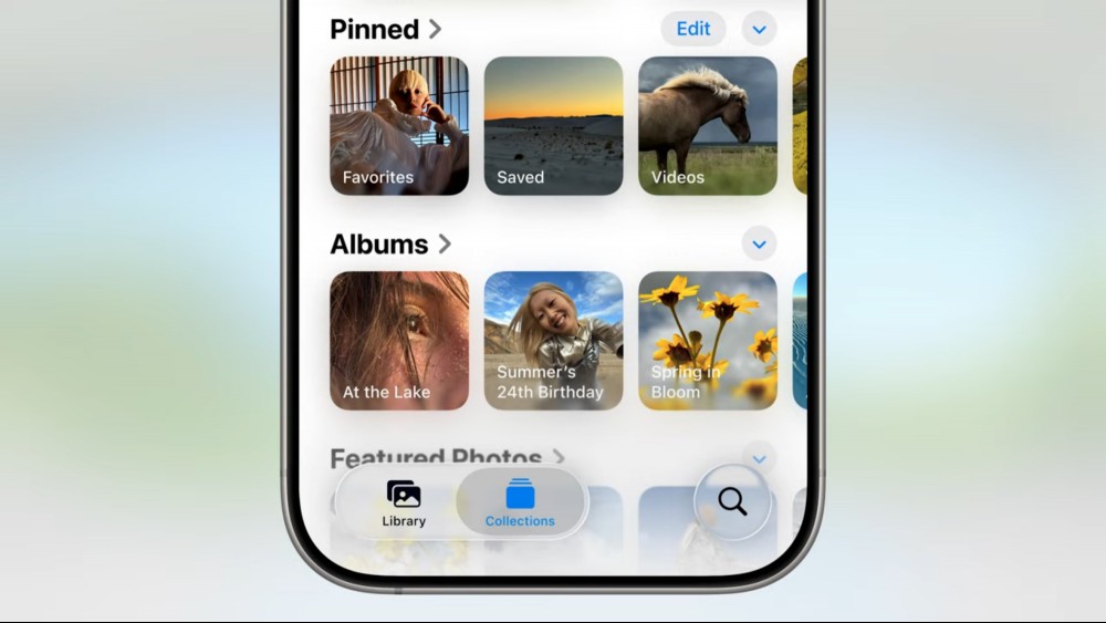 Screenshots from the Apple announcement showing changes to the Photos app