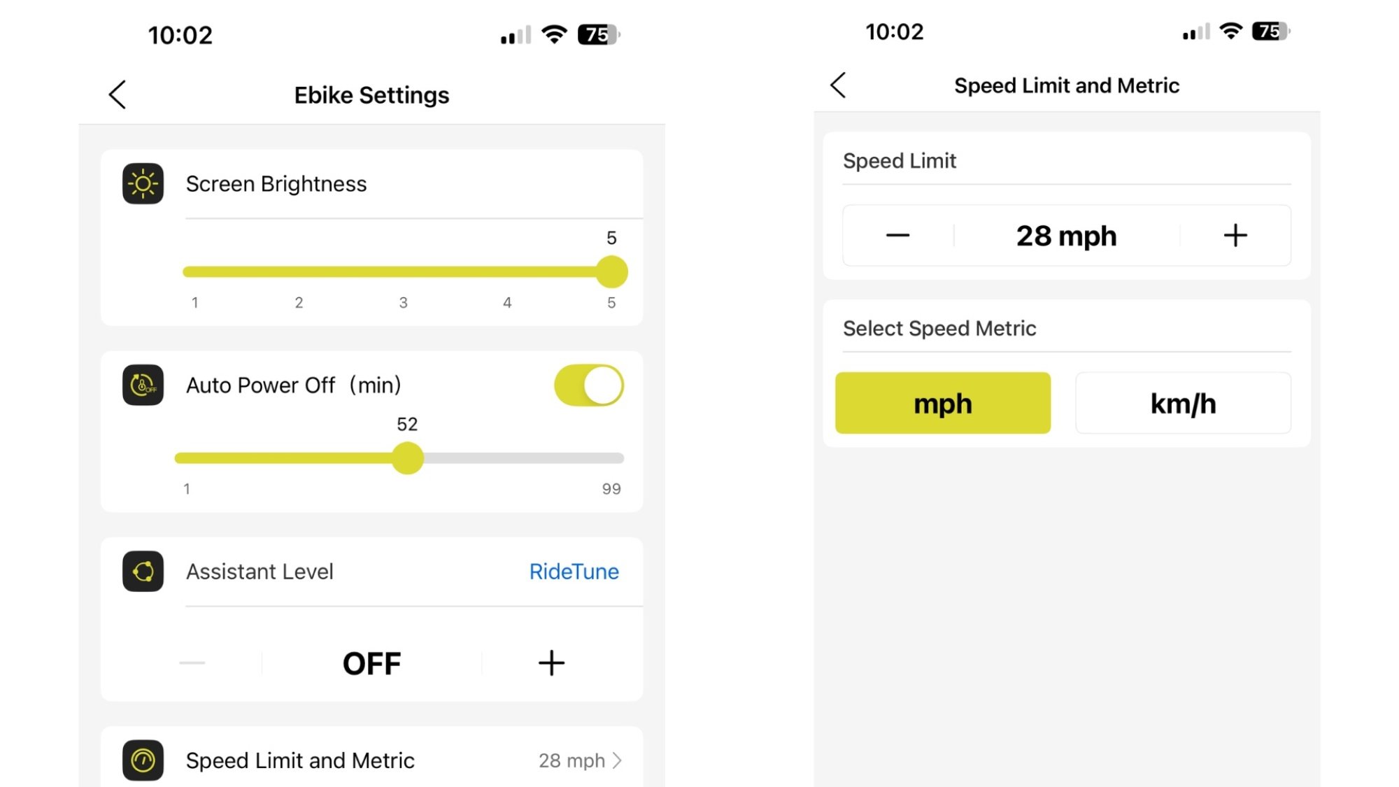 Aventon App power Changing