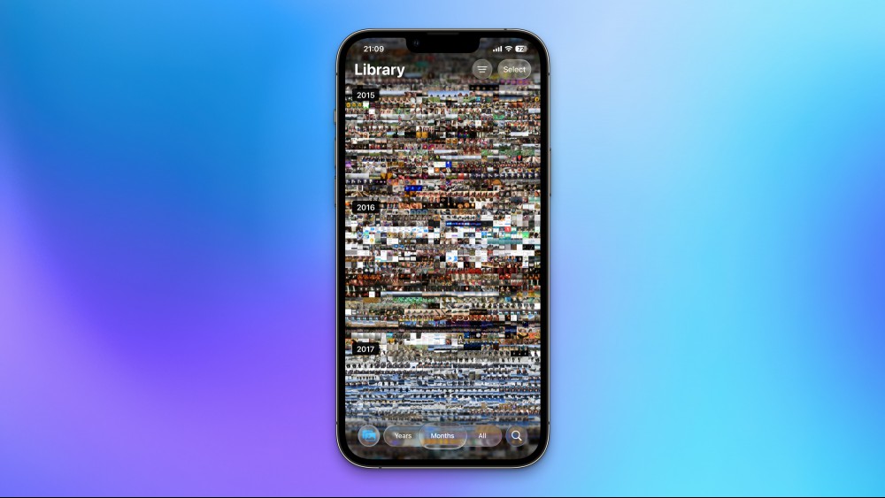 The Photos app with the new bottom tab bar in iOS 26.