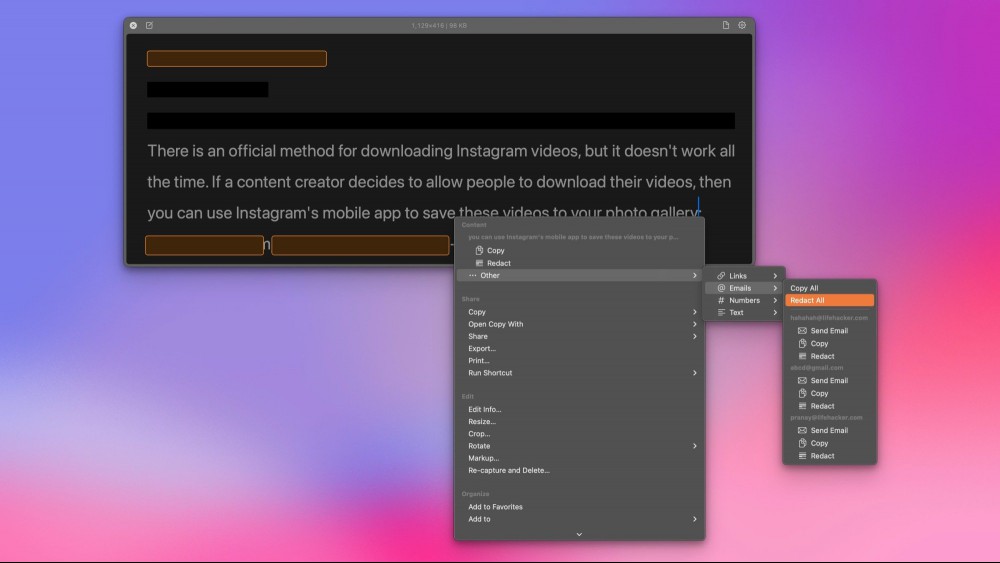 The bulk-redact feature in action in ScreenFloat 2.