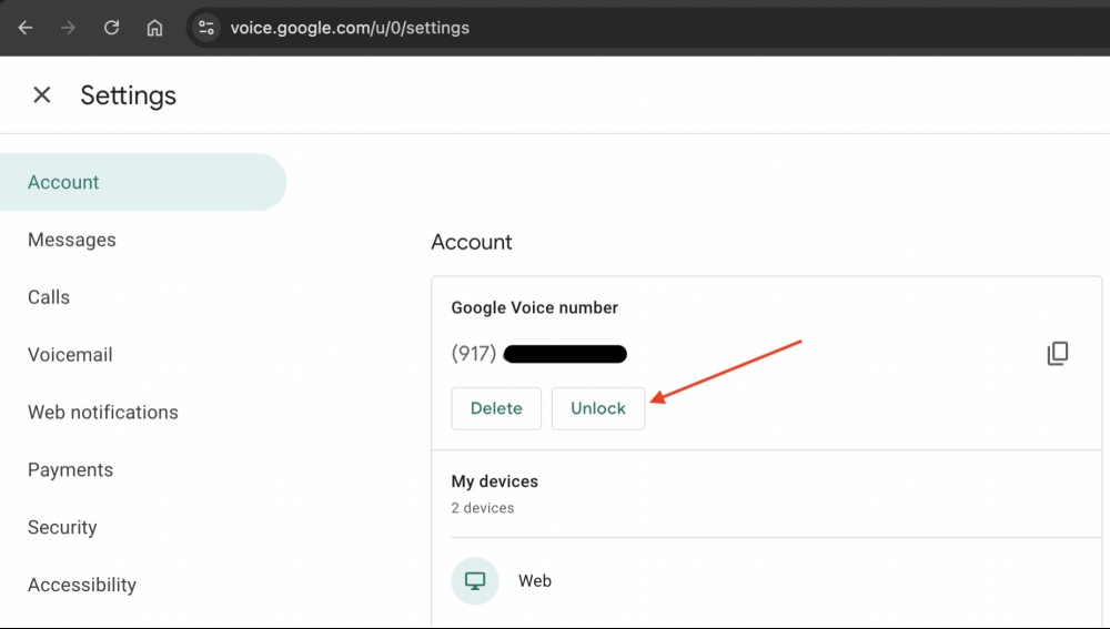 unlock google voice