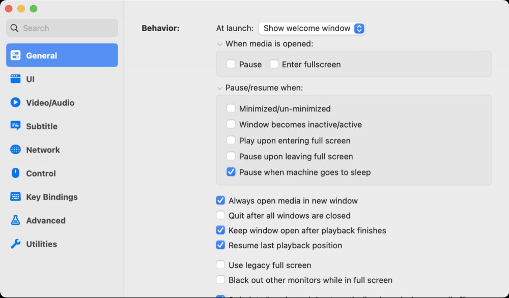 Changing playback settings in IINA.