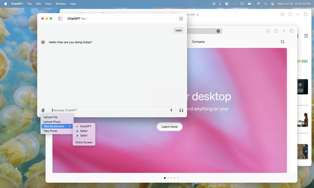 using screenshot tool chatgpt for mac