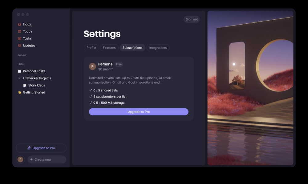A screenshot of Superlist's Mac settings page.