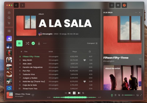 Spotify customized to look cooler. The theme uses colors from the currently playing album and generally looks a lot easier on the eyes.