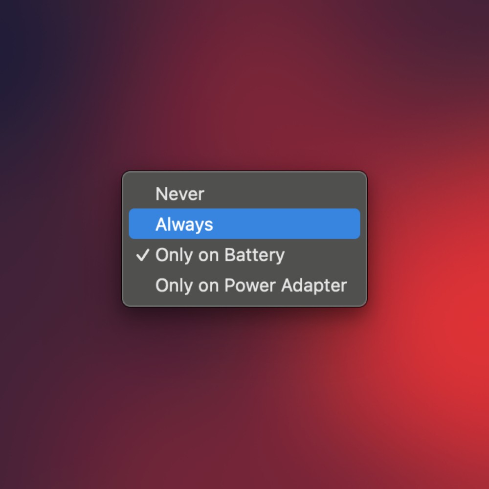 Low Power Mode settings on a Mac.