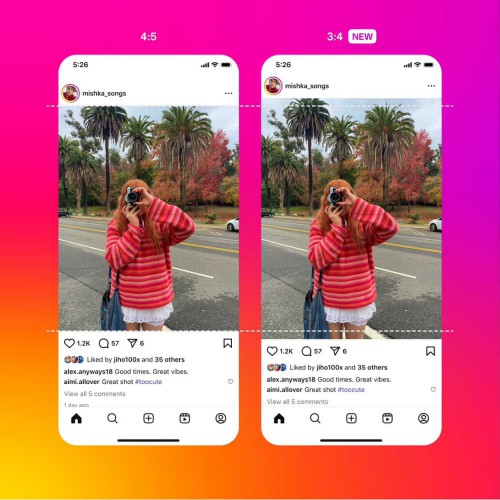 comparing a 3:4 photo cropped to 4:5 to a 3:4 photo uncropped on instagram
