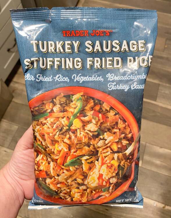 A photo of Trader Joe's Turkey Sausage Stuffing Fried Rice
